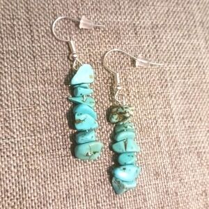 Boho Turquoise Chip Earrings - New Item (2")